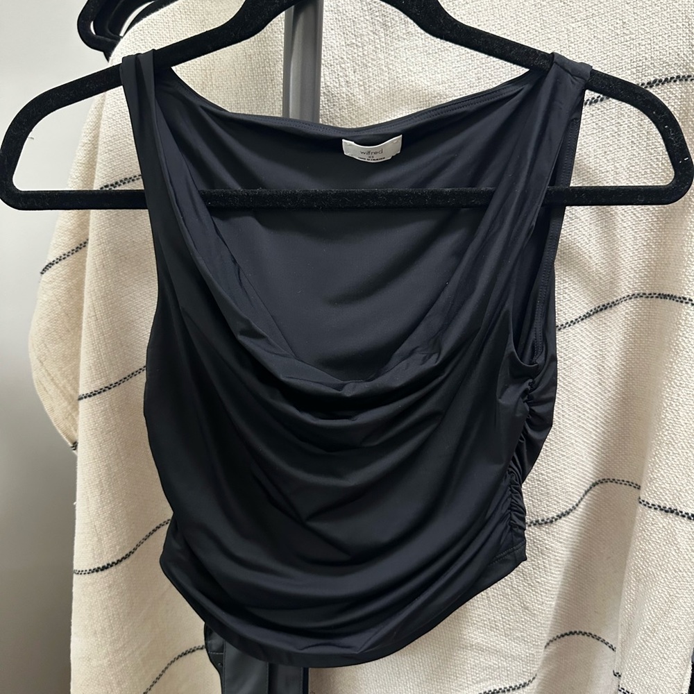 Aritzia Black Draped Sleeveless Top